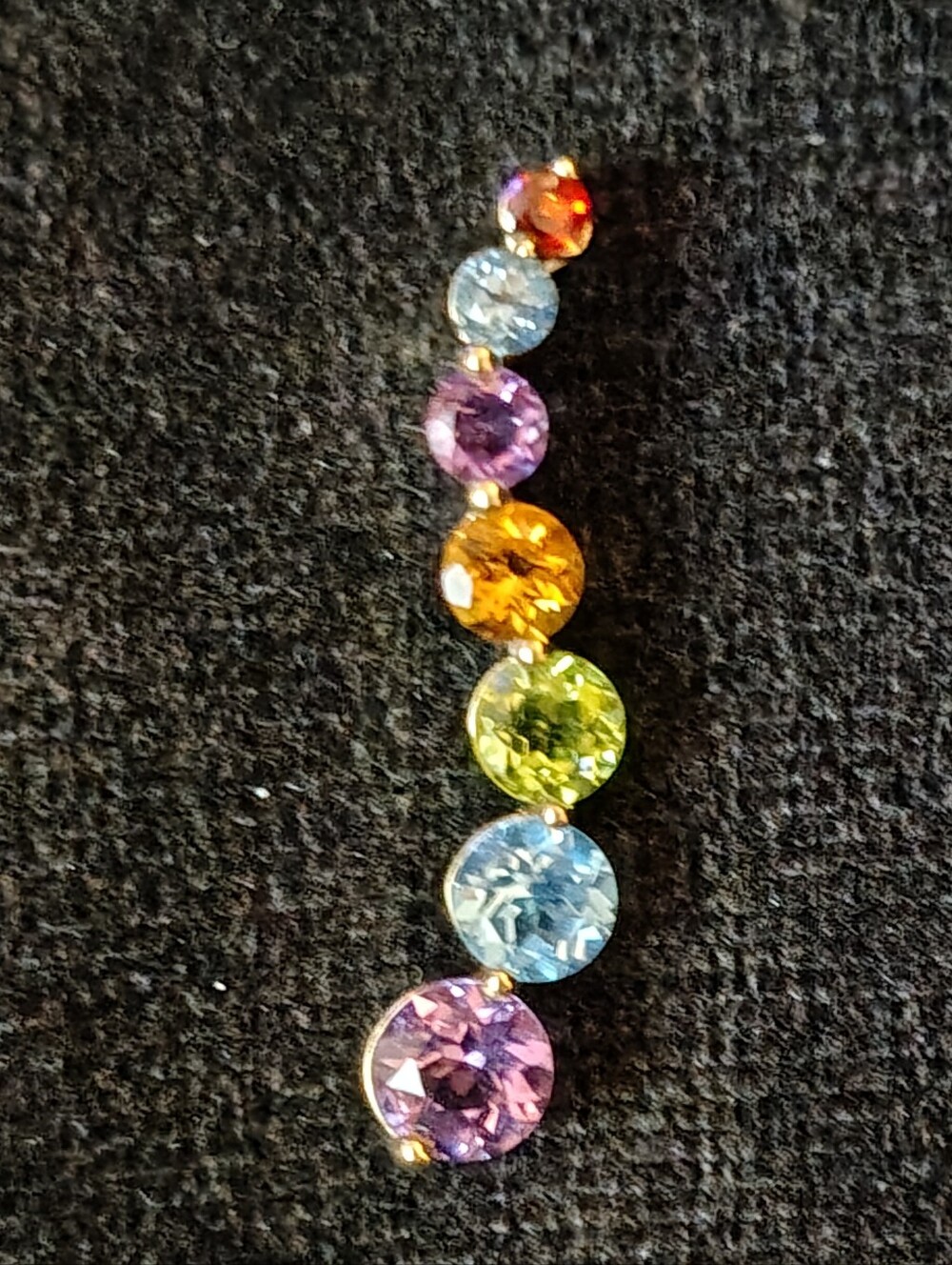 10K Yellow Gold Multi Gemstone "Journey" Pendant Pristine